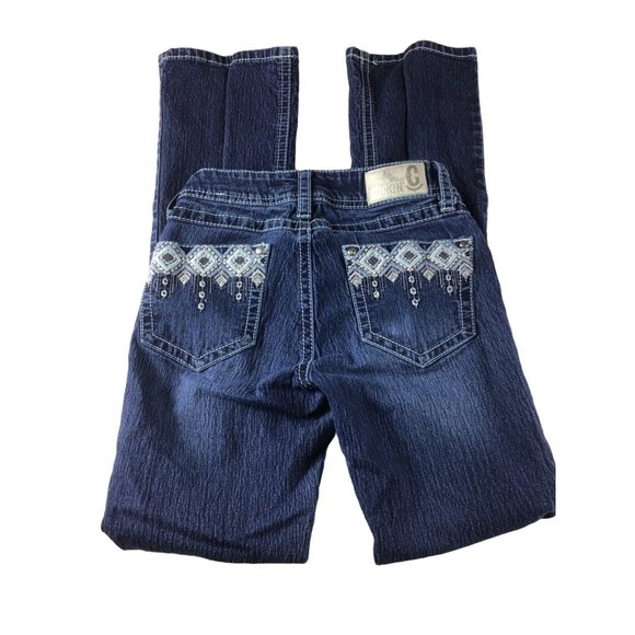 Rockin C Designer Jeans * Embroidered pockets * Size 26 * Blue Denim - Picture 5 of 7